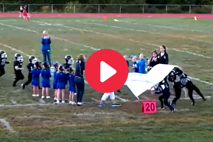 Pee Wee Players Get Leveled By Banner in Funniest Entrance Ever