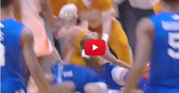 Devin Booker and Tennessee cheerleader collide in scary hit