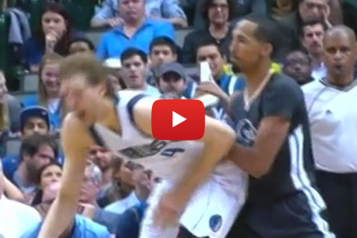 Shaun Livingston gives the most blatant low-blow ever to Dirk Nowitzki