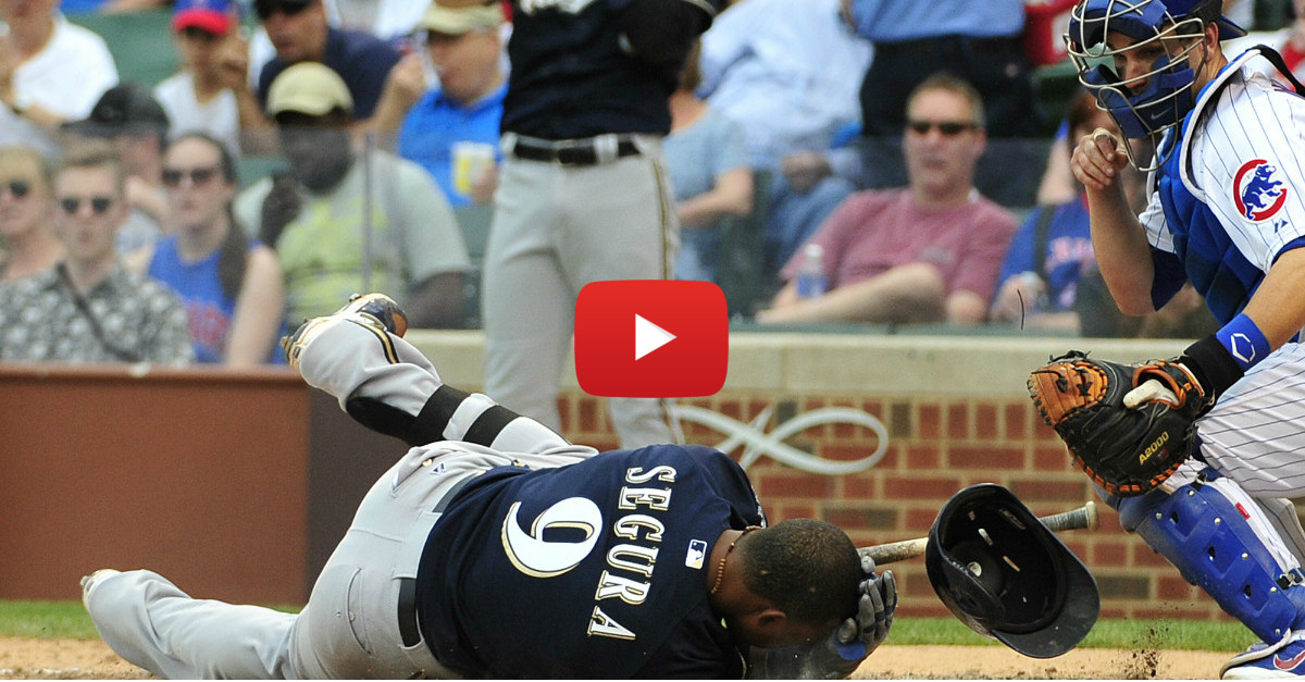 Brewers SS Jean Segura leaves game after getting hit in helmet