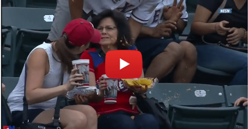 Prince Fielder’s foul ball lands in lady’s nachos, spraying cheese all over her