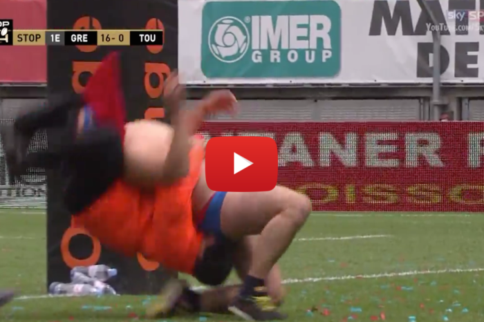 Man dressed in Superman speedo gets taken out by security at rugby match