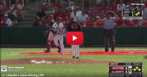 UL Lafayette walks off with a HBP and incredible bat flip