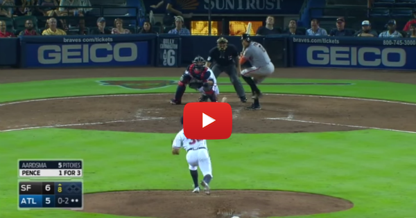 Braves catcher frames a pitch in the dirt in light-hearted attempt to get a strike called