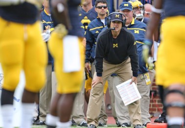 Jim Harbaugh added an interesting line to Michigan's scholarship offers
