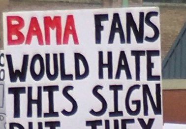 College Gameday signs: Championships, Alabama, and Iowa