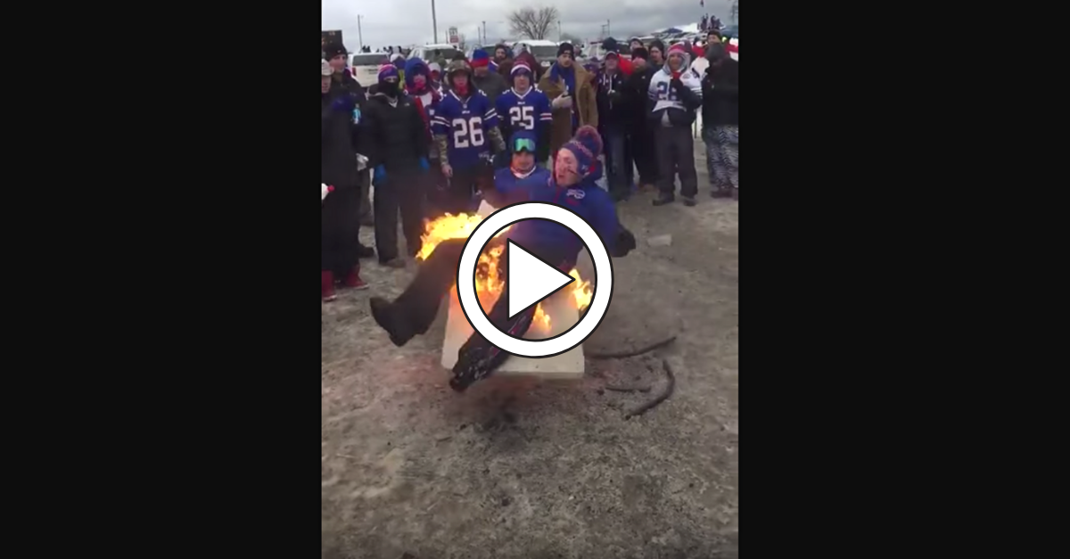 Wild Bills Fan Sets Himself On Fire After Slamming Through A Burning Table  On Game Day