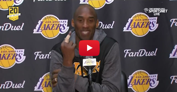 Kobe injures his finger, uses it to flip reporters the bird