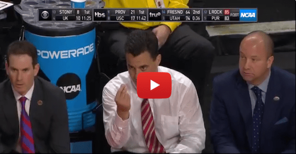 Arizona coach Sean Miller was literally sweating out the game