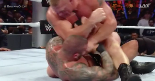 Wrestling got real when Brock Lesnar cut open Randy Orton the hard way with nasty elbows to the head