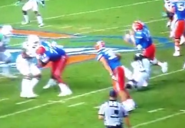 Florida QB Luke Del Rio knocked out of the game on dirty hit and OL gets ejected