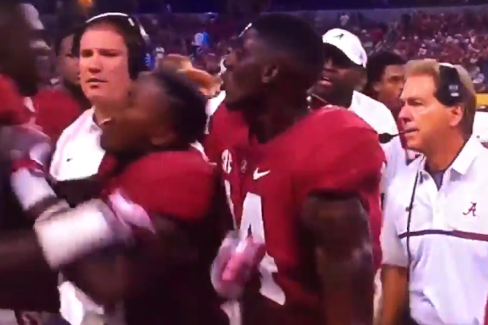 Saban steps in to break up Bama players fighting on sideline