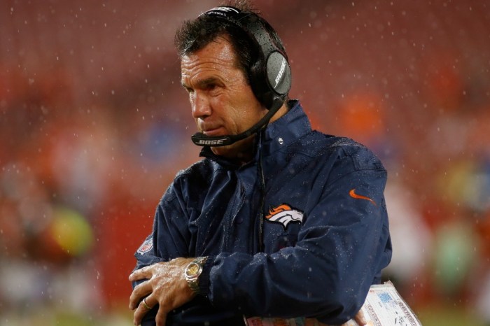 The Broncos won’t have their head coach for Thursday night’s game vs. San Diego