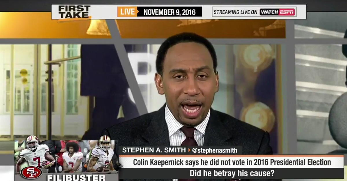 Stephen A. Smith absolutely goes off on Colin Kaepernick not voting in 2016 election