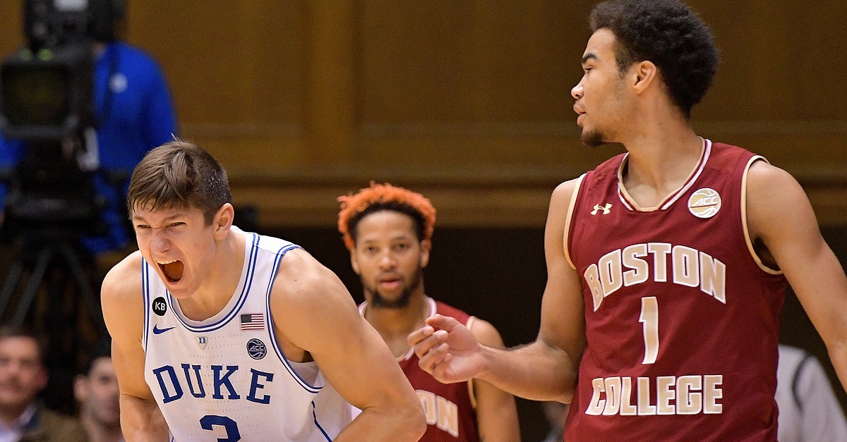 Grayson Allen appears to trip yet another player against Boston College