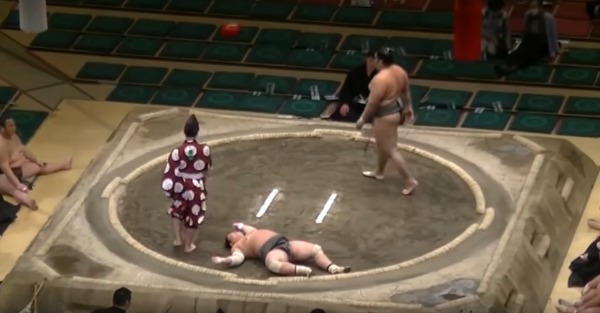 A sumo wrestler gets destroyed in one of the most brutal knockouts you’ll see