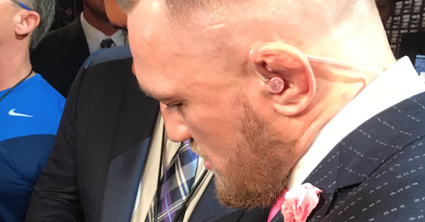 Conor McGregor showed up to his Floyd Mayweather press conference with a suit that had one subtle, NSFW message