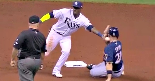 MLB base runner got plunked in the neck with a throw and had to leave the game