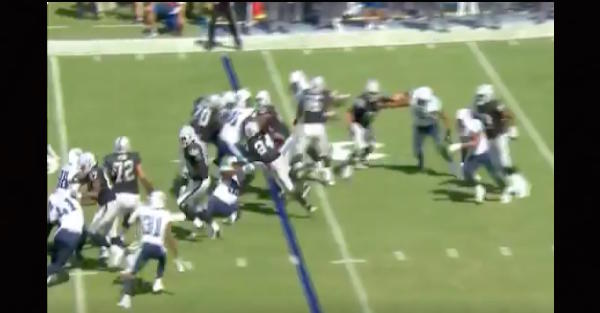 Marshawn Lynch is back and easily running over 305-pound defensive linemen
