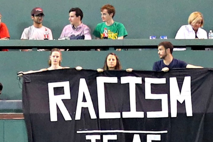Red Sox remove a racism banner that was draped over the fabled Green Monster