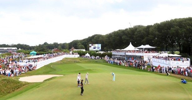 Lucky fans are getting to take their best shot at professional golfers