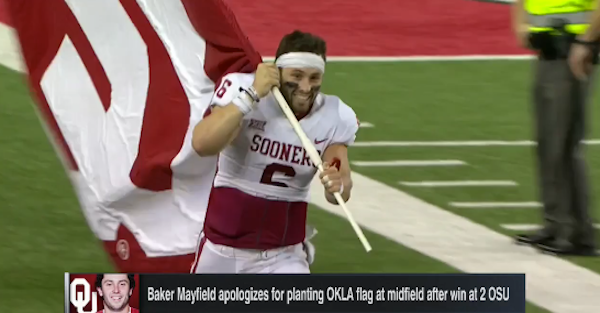 Oklahoma's Mayfield apologizes for flag incident at Ohio State's Horseshoe