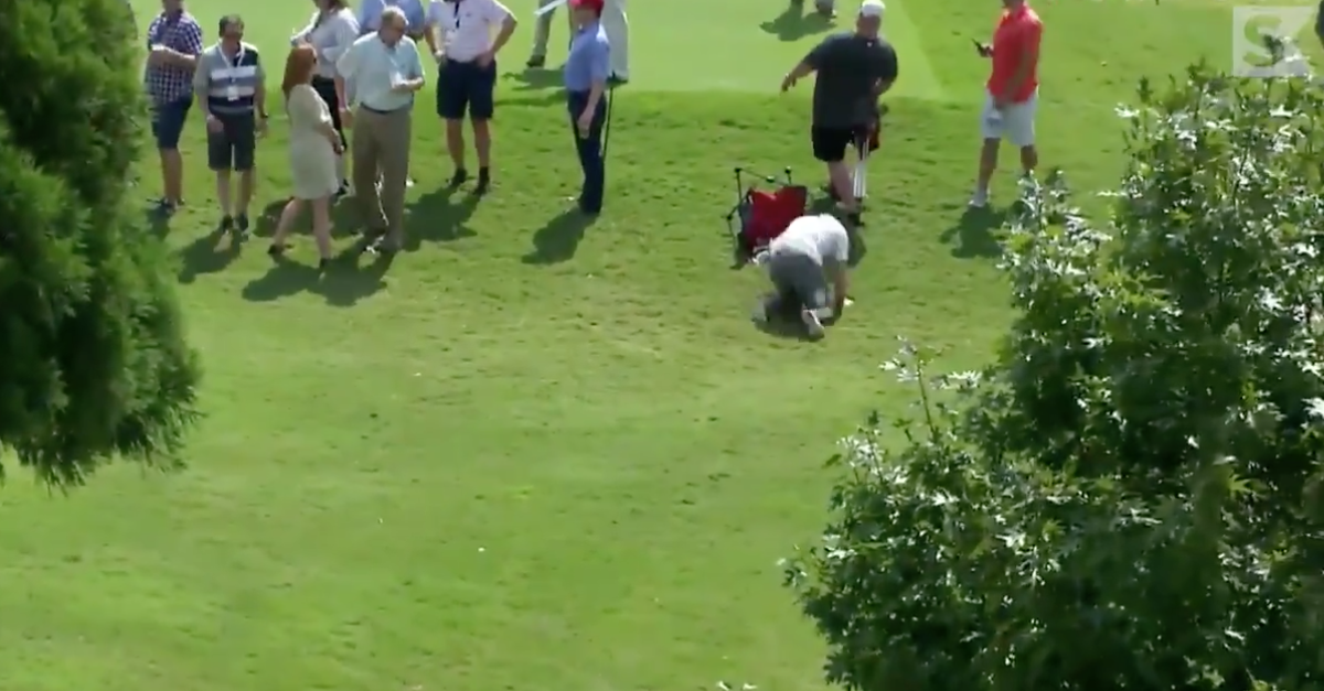 Pro golfer’s shanked shot completely knocks spectator out of chair