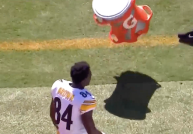 Star WR Antonio Brown throws a fit on the sidelines after being left wide open