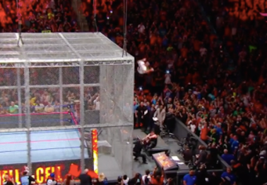 WWE Hell in a Cell: Shane McMahon jumps off the cage after Kevin Owens fell through a table