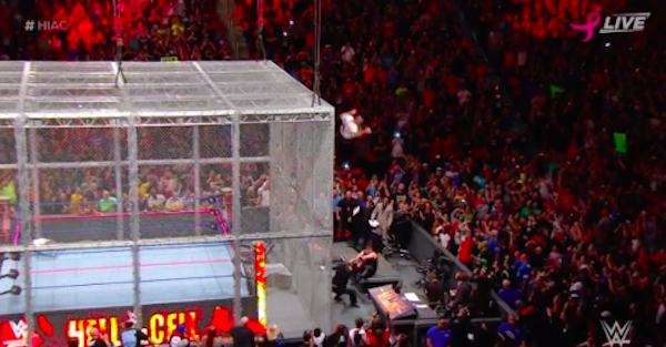 WWE Hell in a Cell: Shane McMahon jumps off the cage after Kevin Owens fell through a table