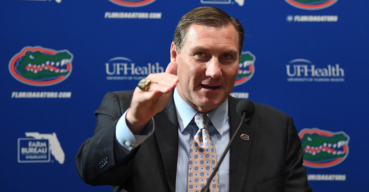Florida coach Dan Mullen names the Gators’ rivals and one group of fans are not happy about it