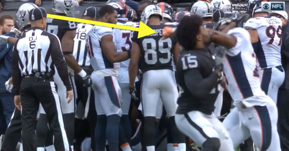 Fight Breaks Out in Raiders-Broncos Game Between Crabtree and Talib