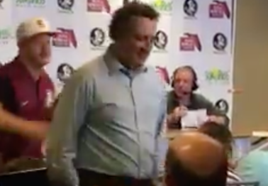 Situation at Florida State is escalating, as a fan had to be physically escorted out of radio call-in show