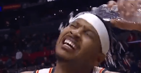 Carmelo Anthony yells out a very NSFW message during live TV interview