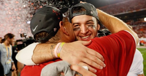 AJ McCarron celebrates winning the BCS National Championship Game.