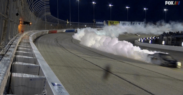 An impenetrable smoke screen crashed a fan favorite NASCAR driver in Atlanta