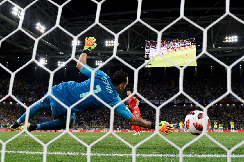 Eric Dier of England scores the winning penalty during the 2018 FIFA World Cup Russia Round of 16 match between Colombia and England