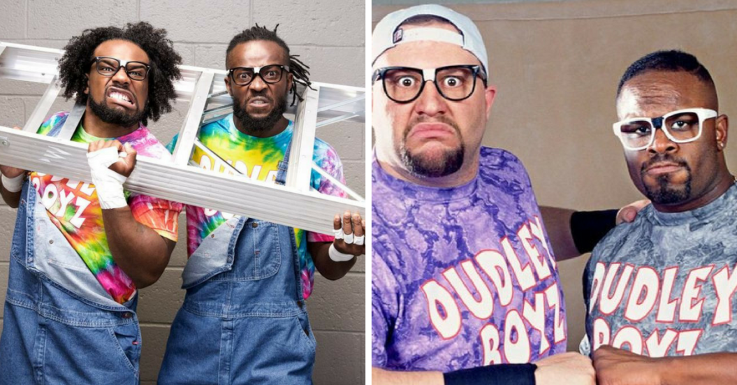 Xavier Woods and Kofi Kingston as Bubba Ray and D-Von Dudley