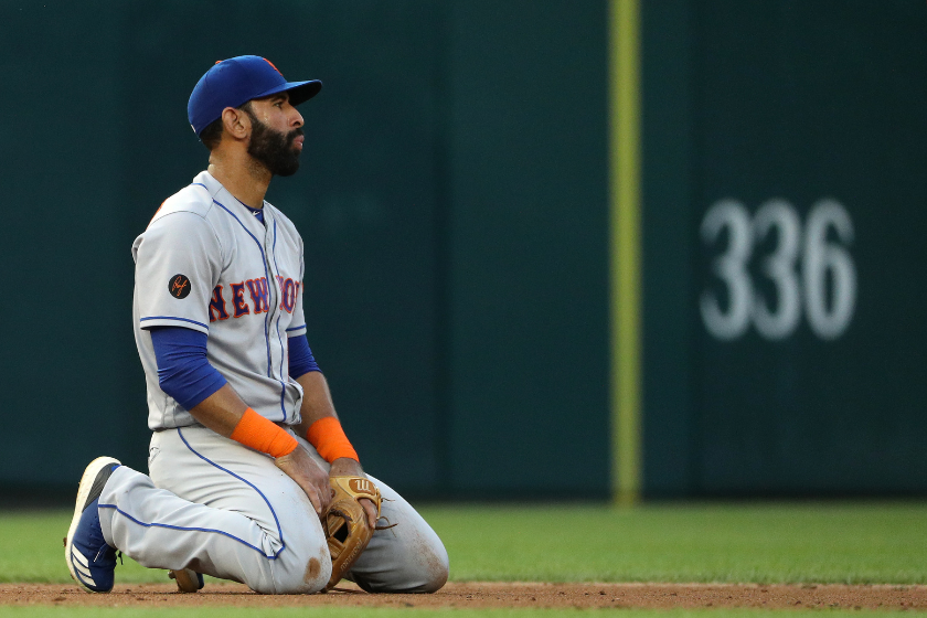 Jose Bautista #11 of the New York Mets reacts against the Washington Nationals during the second inning