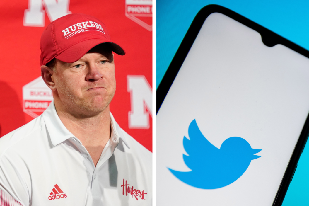 Head coach Scott Frost of the Nebraska Cornhuskers speaks to members of the media after their 35-28 loss to Wisconsin Badgers, Head coach Scott Frost of the Nebraska Cornhuskers speaks to members of the media after their 35-28 loss to Wisconsin Badgers