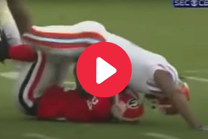 Brandon Spikes Flattened Knowshon Moreno, Then Had to be Ripped Off Him