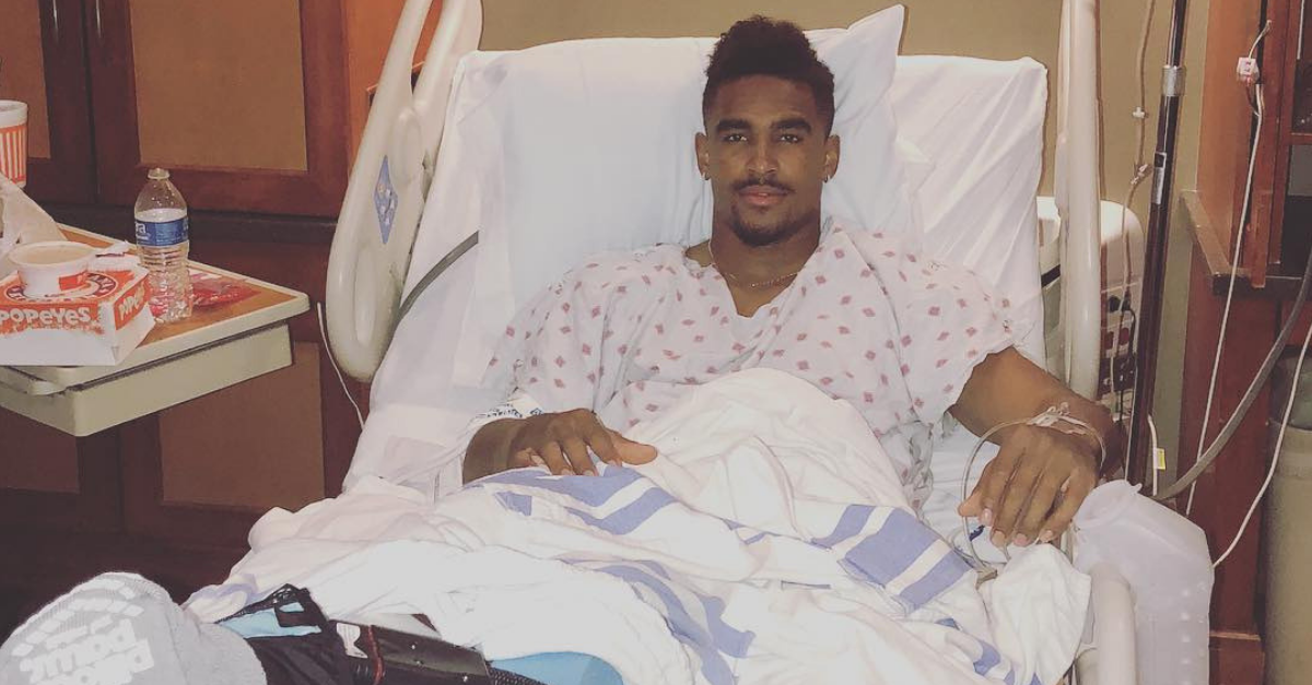 Alabama's Jalen Hurts Shares Hospital Photo After Unexpected Ankle