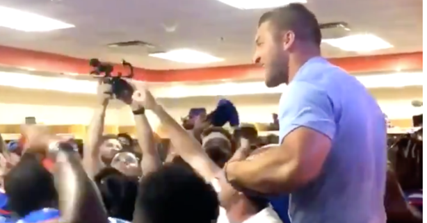 Tim Tebow Gives Awesome Postgame Speech in Florida’s Hype Locker Room