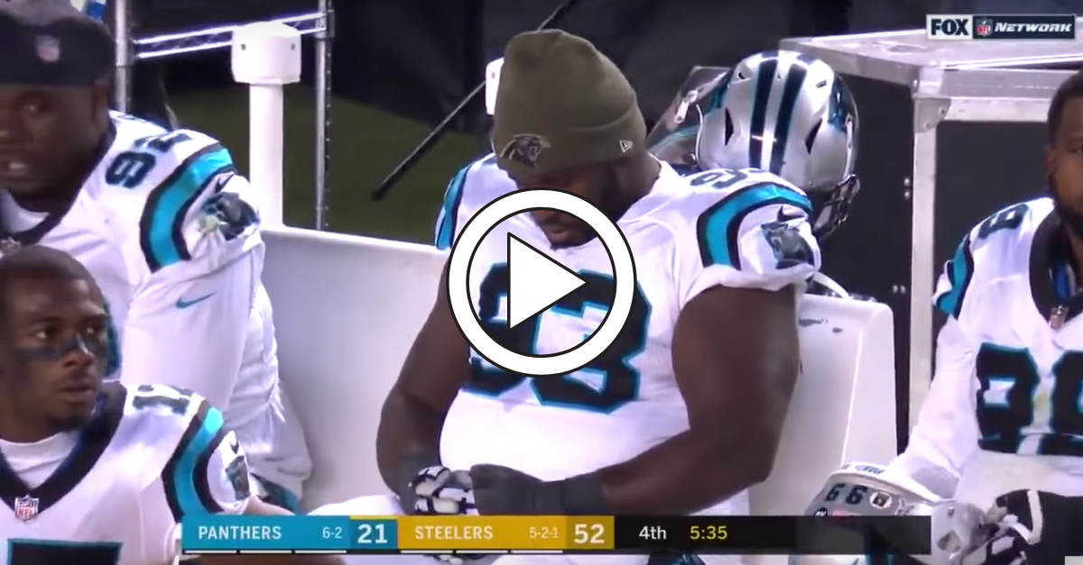 Panthers Lineman Gets Caught Sleeping on the Sideline