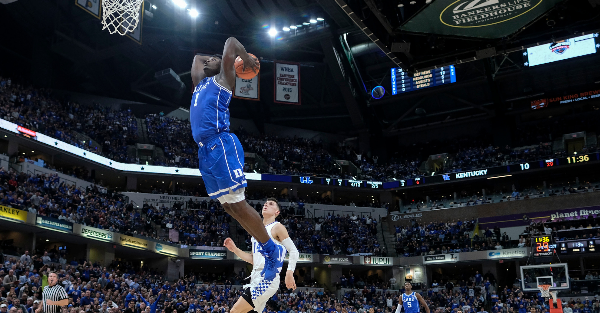 zion williamson dunk free throw line