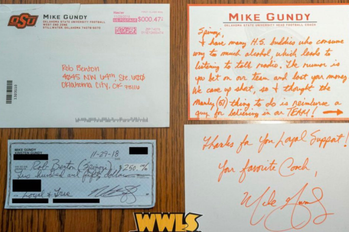 Mike Gundy Cuts Check for Radio Host Who Lost Betting on OK State