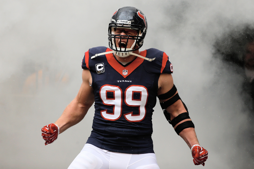 JJ Watt is introduced as a member of the Houston Texans