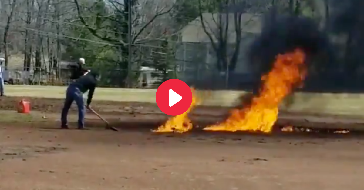 Someone Dumped Gasoline on a Baseball Field to “Dry It Faster”