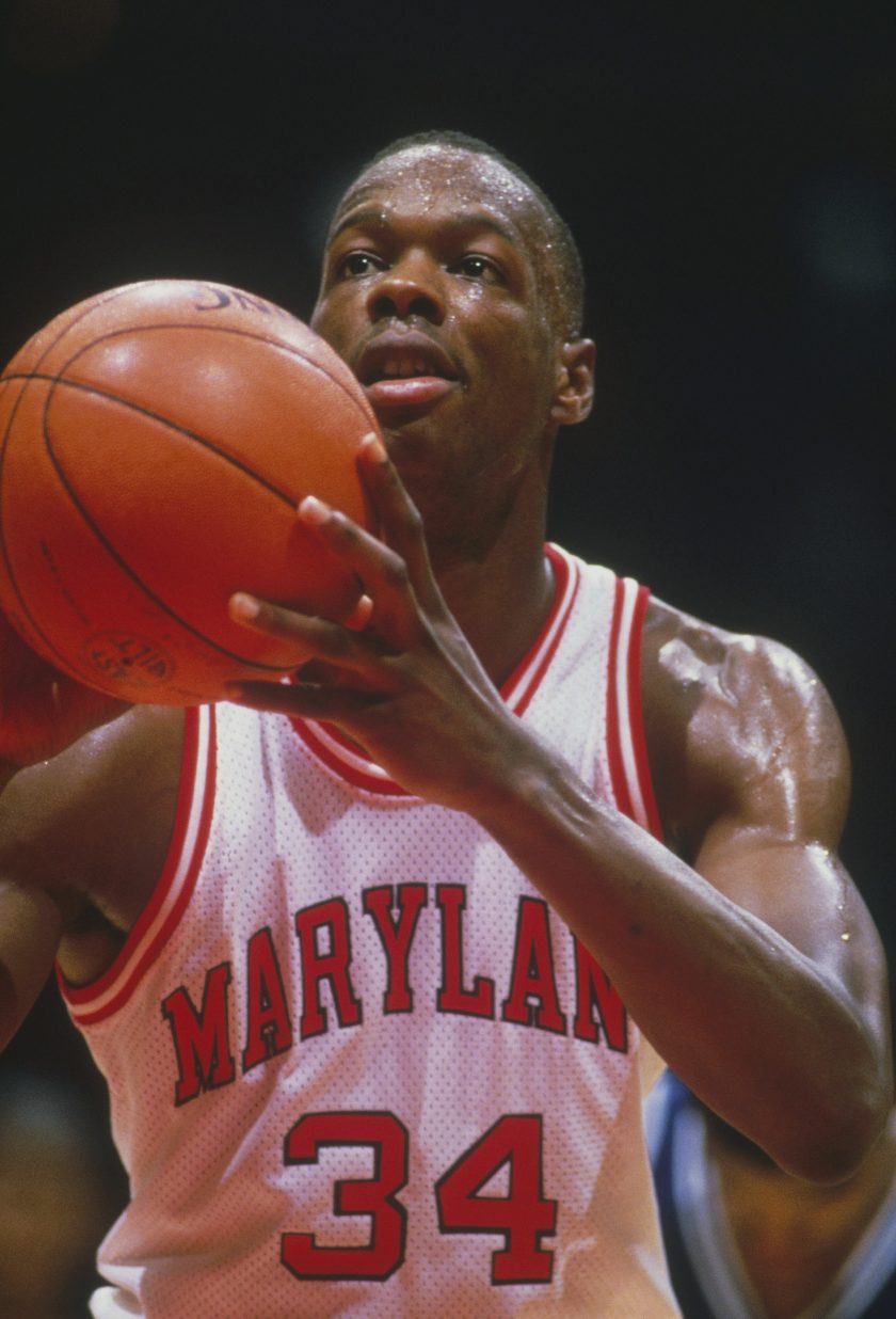 Len Bias shoots during a 1980 Maryland game.