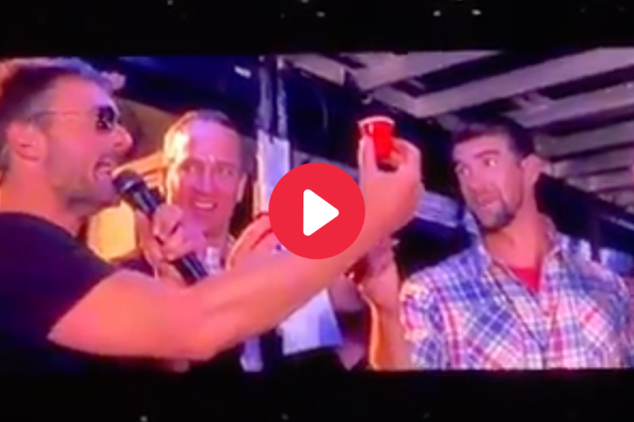 Eric Church Rips Shots with Peyton Manning and Michael Phelps